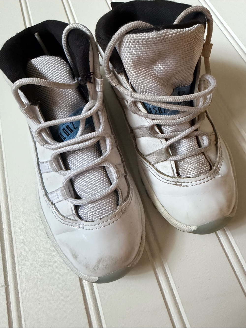 Jordan Kids White and Grey High-Top Sneakers - Picture 1 of 6